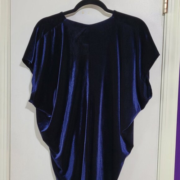 LAND'S END BLUE VELVET VELOUR WOMEN'S TOP BLOUSE EUC L XL - Picture 5 of 9